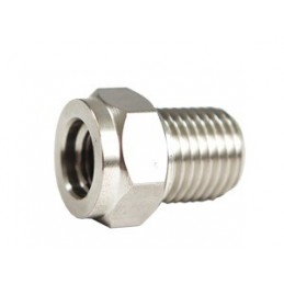 SS Adapter 3/8-24 Female to 1/4 Male NPT"