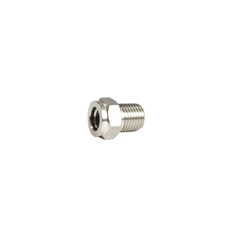 SS Adapter 3/8-24 Female to 1/4 Male NPT"