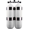 Twinset Steel Cylinders 18 litre, 230 bar, DIR Style - stainless steel tank bands and rubber knobs