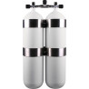 Twinset Steel Cylinders 20 litre, 230 bar, DIR Style - stainless steel tank bands and rubber knobs