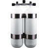 Twinset Steel Cylinders 10 litre, 300 bar, DIR Style - stainless steel tank bands and rubber knobs