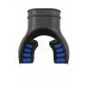 Soft black silicone regulator mouthpiece with coloured bite tabs