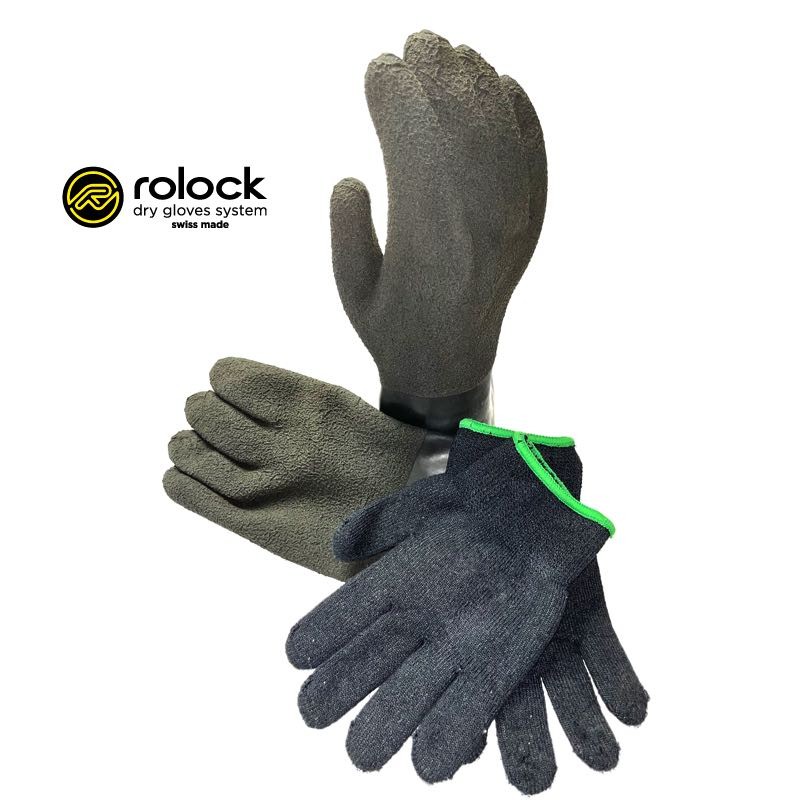 REPLACEMENT BLACK LATTEX DRYGLOVES FOR ROLOCK SYSTEM WITH INNER LINING