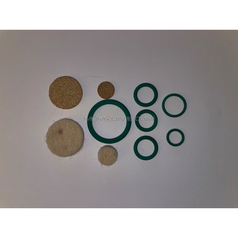 Kit manutenzione filtro personale Scubatec con o-ring, feltro e pietra filtrante per ricarica bombole subacquee