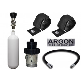 Kit Argon Completo di Bombola in acciaio 1l, Rubinetto, Fasce, Primo Stadio con OPV, Adesivo e Frusta