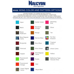 Panoramica delle opzioni colore per il sacco personalizzato Halcyon ERA Wing.
