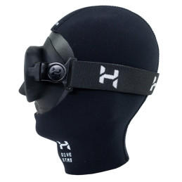 Cinghiolo elastico Halcyon bianco per maschera Omnis montato lateralmente