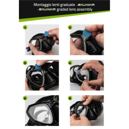 Instructions for installing prescription lenses on a scuba diving mask