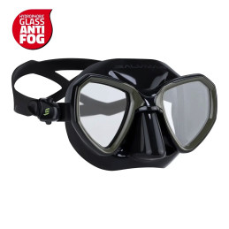 Vista laterale maschera Morpheus Anti Fog nero verde Salvimar