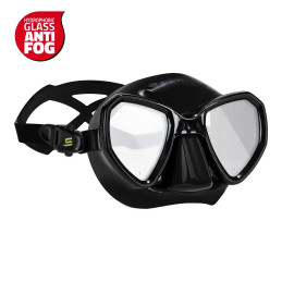 Side view of Salvimar Morpheus Anti Fog black diving mask