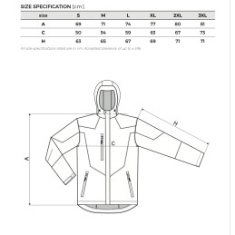 Giacca Softshell Halcyon Uomo tabella misure