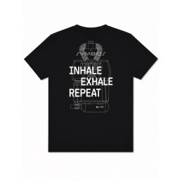 Retro T-shirt Halcyon Inhale Exhale con grafica rebreather Symbios e scritta Inhale Exhale Repeat