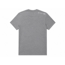 Back view of Halcyon grey t-shirt with Live Your Element shoulder logo