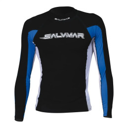 Fronte Rash Guard Salvimar Oasi uomo manica lunga per snorkeling e sport acquatici colore nero blu