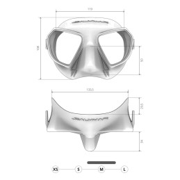 Tabella dimensioni e vestibilità maschera Salvimar Noah Anti Fog per apnea e pesca subacquea