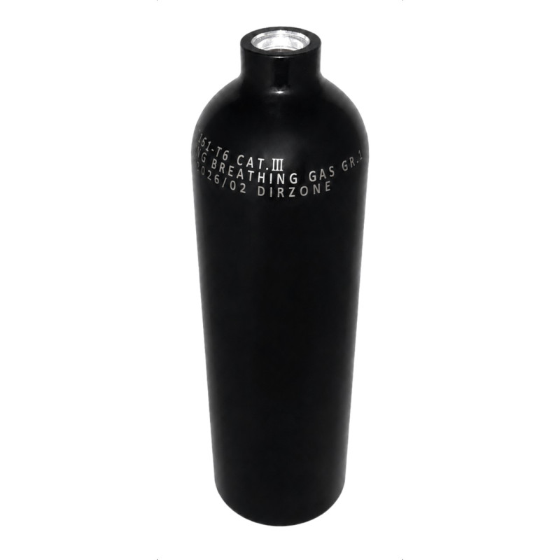 Tecline 0.85 litre 207 bar aluminium argon cylinder neck and thread detail