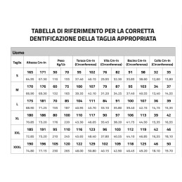 Salvimar Marina men’s 7 mm wetsuit size chart