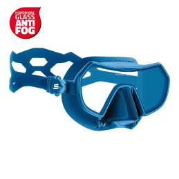 Salvimar Endless Anti Fog frameless diving mask shining blue perspective view