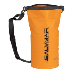 Front view of Salvimar 10 litre orange waterproof dry bag with shoulder strap