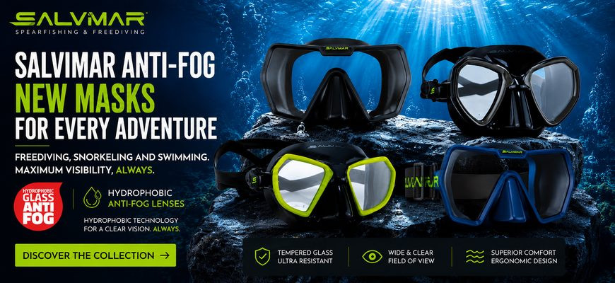 Salvimar Anti-Fog masks with hydrophobic lenses for freediving, snorkeling and swimming