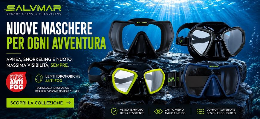 Maschere Salvimar con lenti idrofobiche Anti-Fog per apnea, snorkeling e nuoto